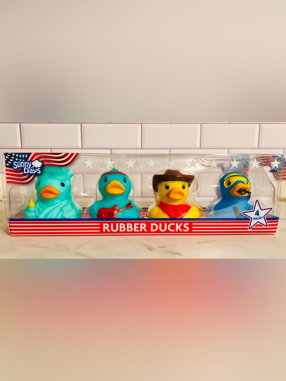 Sunny Days Squeeezy 4pk Americana Rubber Ducks Fidget Toy